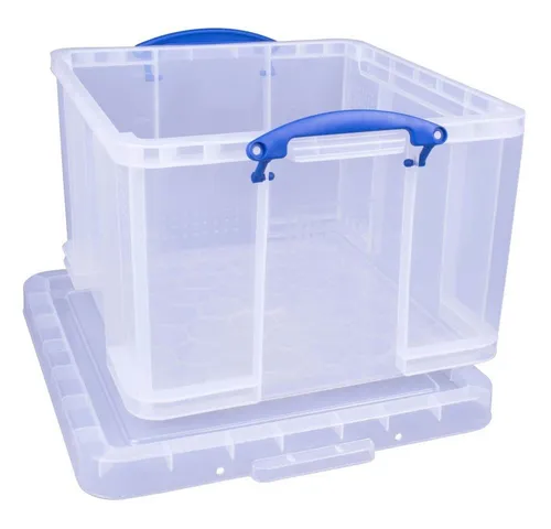 Really-Useful-Box Aufbewahrungsbox 42C - Robuste Aufbewahrungsbox aus transparentem Kunststoff, stapelbar und ideal für Haushalt, Werkstatt oder Büro. Mit Deckel und temperaturbeständig von -15 bis +80 Grad.