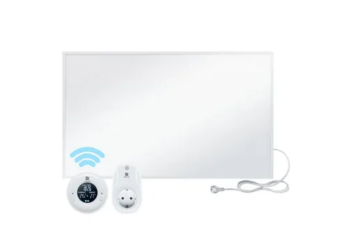 BR Bringer Infrarotheizung 800 Watt - Energiesparend mit Thermostat und Fernbedienung - Elektroheizkörper mit schneller Wärmeverteilung, ideal für Asthmatiker. Effizient, umweltfreundlich und TÜV GS geprüft. 5 Jahre Garantie auf deutsche Qualitätsmarke.