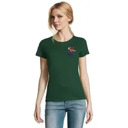 Blondie & Brownie T-Shirt MarioFlighPatch Damen Gamer Shirt Rundhals Retro Casual Tee (Einzelartikel, Einzelshirt) MarioPixelJump Damen Streetwearshirt grün 3XL