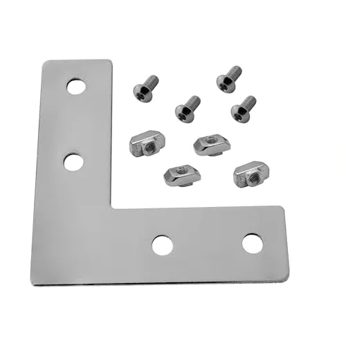 Verbinderplatte - L - 110x110mm Aussen L-Schnekel Flachverbinder 40x40 Aluprofil 4 Stück inkl. Verschraubung