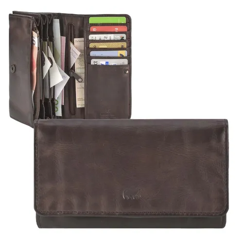 Bear Design Damen Geldbörse aus Leder mit 12 Kartenfächern - Geldbörse für Damen in braun, aus hochwertigem Leder, mit 12 Kartenfächern und kompakten Maßen für optimale Organisation und Stil.