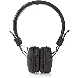 Nedis HPBT1100BK - Kabellose On-Ear Kopfhörer mit Mikrofon - Kopfhörer mit Mikrofon, Bluetooth für kabelloses Hören, ideal für Musik und Telefonate, 3,5 mm Stecker für vielseitige Nutzung.