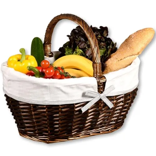 KESPER® Einkaufskorb aus Weidengeflecht mit Textilfutter, braun