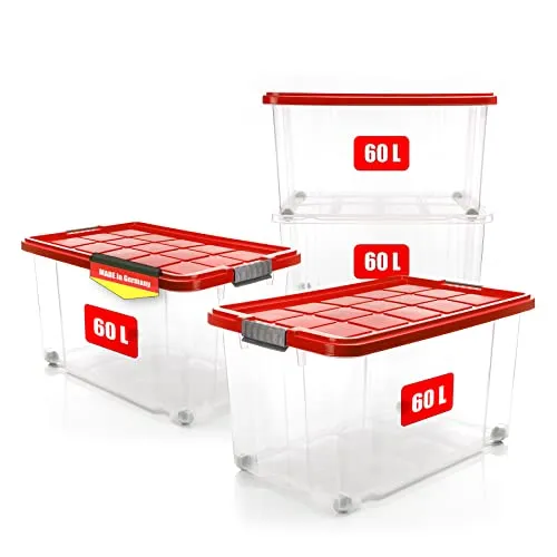 BigDean 60 L Aufbewahrungsbox mit Deckel in rot von BigDean