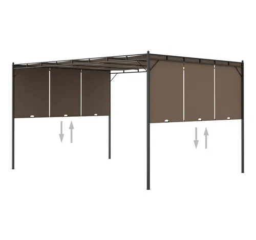 furnicato Gartenpavillon 4x3 m Taupe mit stabilem Stahlrahmen - Der furnicato Gartenpavillon bietet optimalen Schutz für Ihre Outdoor-Aktivitäten. Mit robustem, pulverbeschichtetem Stahlrahmen und verstellbaren Seitenvorhängen aus hochwertigem Stoff ist er ideal für gesellige Stunden im Freien.