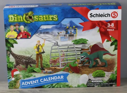 Schleich 98064 Adventskalender 2020 Dinosaurs - Spielzeug-Adventskalender mit Dinosauriern und Zubehör, ideal für kreative Spielstunden und zur Ergänzung bestehender Schleich Sets. Perfekt für Dino-Fans ab 3 Jahren!