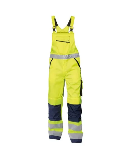 DASSY® Malmedy Warnschutz Latzhose Gr. 60 - Arbeits- & Schutzkleidung in NEONGELB/DUNKELBLAU mit verstellbaren Kniepolstertaschen und umfangreicher Ausstattung für optimalen Schutz und Komfort.