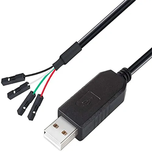 DTECH USB zu TTL Serielles 3,3 V Adapterkabel TX RX Signal 4 Pin 0,1 Zoll Pitch Buchse PL2303 Prolific Chip Windows 10 8 7 XP Vista (6 Fuß, Schwarz)