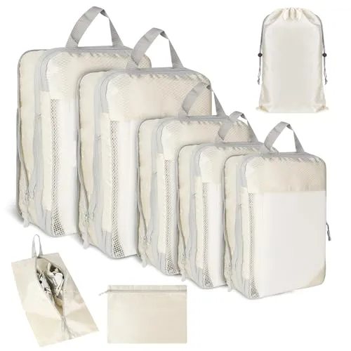 Stück Koffer Organizer Set,Multifunktionale Packing Cubes, Doppelreißverschluss-Design Wasserdichte Packwürfel für Reisen, Kofferorganizer Mit Kleidertaschen Schuhbeutel, Reise Organizer Set 8