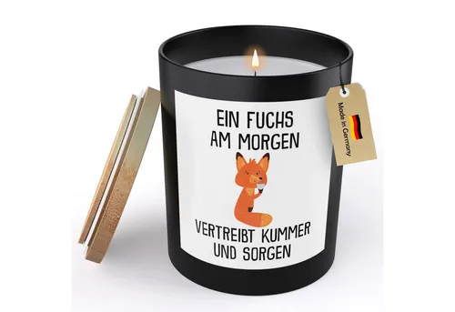 22Feels Duftkerze Deko Fuchs Lustig Süß Tier Geschenk Frauen Männer Couch Humor, MADE IN GERMANY, Europäisches Sojawachs, Handgegossen