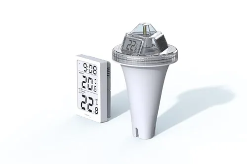 Technoline Schwimmthermometer WS 9079 - Digitales Poolthermometer mit Innenstation, präzise Temperaturmessung von -9,9 °C bis 50 °C für optimale Poolbedingungen.