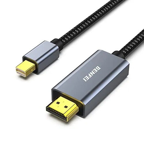 BENFEI Mini DisplayPort auf HDMI Kabel 0,9m [4K@30Hz, Aluminiumgehäuse, Nylongeflecht], Kompatibel mit MacBook Air/Pro Microsoft Surface Pro/Dock Monitor Projektor und mehr