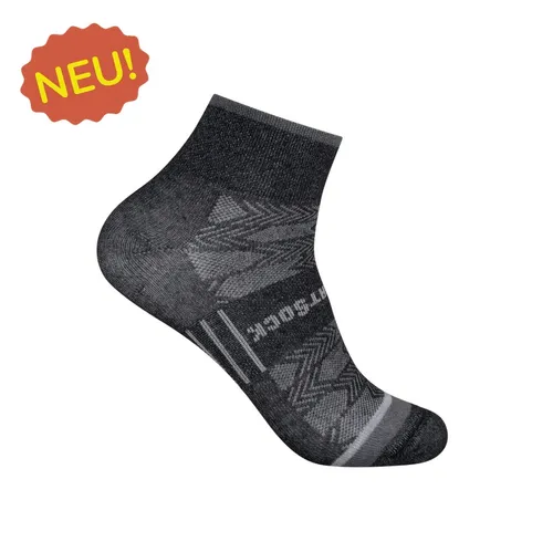 Wrightsock Sportsocken Quarter Coolmesh II (dünn, atmungsaktiv, bequem) schwarz/pearlgrau - 1 Paar, Größe: 37,5-41