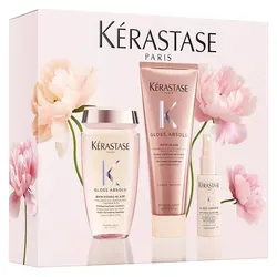 Kérastase Gloss Absolu Trio Spring Set - Kérastase Gloss Absolu Trio Spring Set - Pflege für glänzendes, geschmeidiges Haar. Enthält Shampoo, Conditioner und Anti-Frizz Spray, ideal für langes Haar, das zu Frizz neigt. Für intensive Hydratation und Schutz im Alltag.