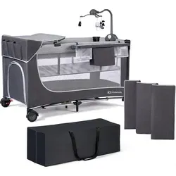 KinderKraft Leody Reisebett mit Zubehör in grau von Kinderkraft