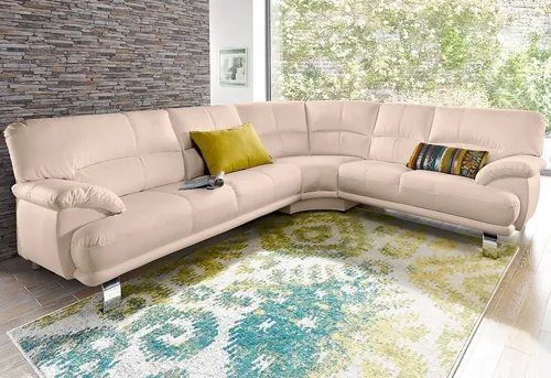 TRENDMANUFAKTUR Ecksofa Cecilia in italienischem Design, modern und komfortabel, L-Form, bequeme Armlehnen, mit langem Schenkel