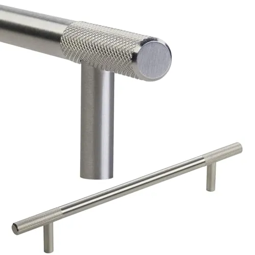 SOTECH Möbelgriff G23 echt Edelstahl massiv BA 160 mm Ø 10 mm mit gerändelten Enden Stangengriff Schubladengriff