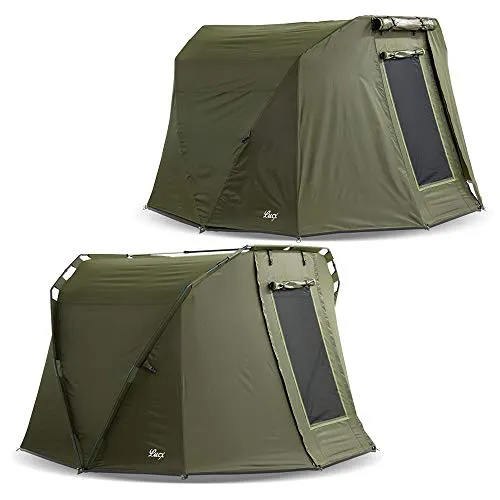 Lucx Caracal Bivvy + Winterskin 1 bis 2 Mann Angelzelt + Überwurf 2 Personen Karpfenzelt + Overwrap Angler Zelt Carp Dome + Skin 10.000mm Wassersäule