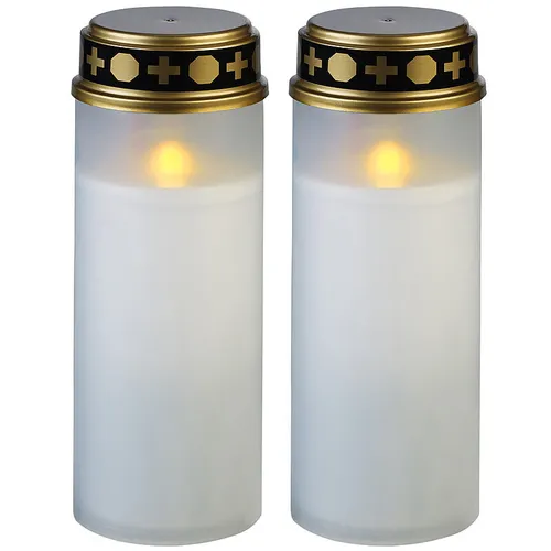 PEARL 2er-Set XL-LED-Grablichter, Lichtsensor, Batteriebetrieb, 21 cm, weiß