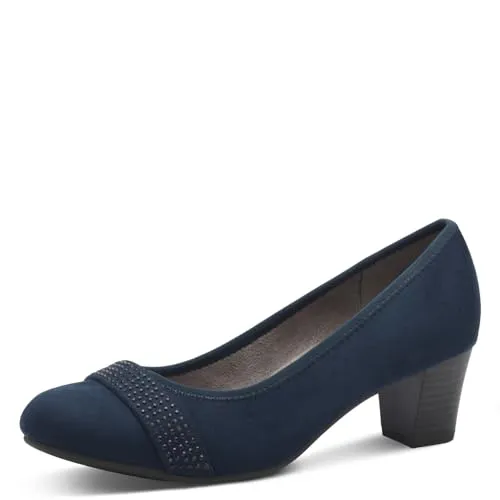Jana Damen Pumps mit Glitzerdetails Vegan, Blau (Navy), 39 EU - Wanderschuhe mit elegantem Glitzerdetail, vegan und ideal für breite Füße dank H-Weite für maximalen Komfort.