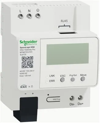 SE MTN6725-0101 - SpaceLogic KNX DALI Gateway Pro 1ch DALI 2.0, intelligente Gebäudesteuerung für Licht und Jalousien mit integrierter Farbsteuerung und Web-Server Funktionen