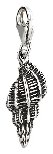 Charm Anhänger Muschel 2 aus 925 Sterling Silber (21x8mm)