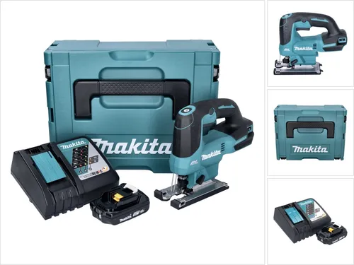 Makita DJV 184 RA1J Akku Pendelhub Stichsäge 18 V - Akku-Pendelhubstichsäge mit 3-stufigem Pendelhub und bürstenlosem Motor für längere Lebensdauer. Inklusive Akku, Ladegerät und praktischem Makpac Koffer.