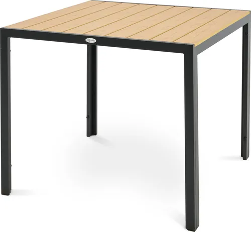 di volio Gartentisch Pesaro - Beige, mit verstellbarer Beinhöhe, 90x90 cm, Gartentisch - wetterfest & langlebig, aus Kunstholz und Aluminium