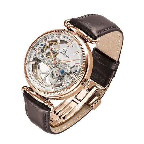 Carl von Zeyten Herren Uhr Automatik Elzach CVZ0031RWH - Armbanduhren mit elegantem 12-Stunden-Zifferblatt, mechanischem Automatikwerk und echtem Lederarmband für stilbewusste Herren. Wasserdicht bis 30 m.