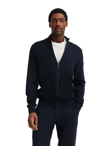 bugatti Herren Strickjacke Regular Fit - Strickjacke aus 100% Baumwolle, ideal für jeden Kleiderschrank. Angenehme Passform und weich im Griff – der schlichte Klassiker für jede Jahreszeit.