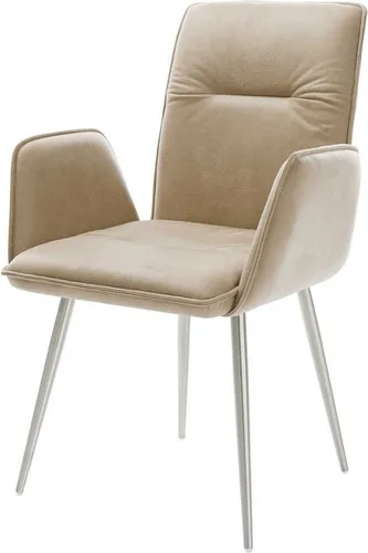 Polsterstuhl Vinja-Flex - Eleganter 4-Fuß Sessel mit Armlehnen - Ohren- & Armlehnensessel aus hochwertiger Mikrofaser, belastbar bis 150 kg. Extravagantes Design mit freistehenden Armlehnen und edlem Edelstahlgestell.