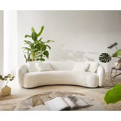 DELIFE 3-Sitzer Larna Bouclé Creme-Weiß in weiß von Delife