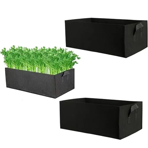 YUEcthynous Pflanzsack,2 Stück Pflanztasche aus Vliesstoff Pflanztöpfen, Pflanzenbehälter mit Griffe für Tomaten, Blumen, Pflanzen und mehr, Schwarz (A)