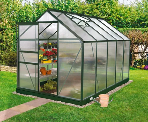 Vitavia Gewächshaus Venus 6200 – Robust und Geräumig - Geräumiges Gewächshaus mit 6 mm Wandstärke und 2 Fenstern. Ideal für die Pflanzenpflege, inklusive Fundamentrahmen und Regenrinne für optimale Nutzung.