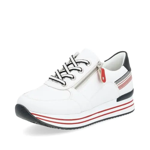 Remonte Damen Low-Top Sneaker D1312 - Damen-Sneaker mit herausnehmbarer Einlage für optimalen Komfort, ideal für Freizeit und sportliche Aktivitäten. Stilvolles Design in Weiß-Kombi.