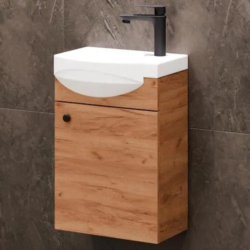 Waschtischunterschrank 40cm Gold Eiche von Planetmöbel