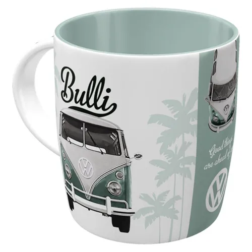 Kaffeebecher VW BULLI - weiß-mint - 330 ml