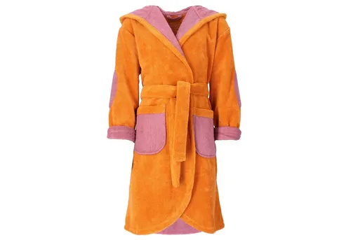 Vossen Kinderbademantel Momo KML NOS - Hochwertiger unisex Kinderbademantel in Orange, Größe 122/128, aus hochwertigem Textil und Oeko-Tex® Standard 100, ideal für gemütliche Badezeiten.