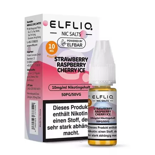 ELFLIQ by ELFBAR Strawberry Raspberry Cherry Ice *10mg/ml* Niksalz, Liquid 10ml