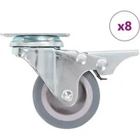 vidaXL 8 Stk. Lenkrollen 50 mm mit Bremsen - Set aus 8 Lenkrollen, ideal für Möbel und Werkbänke. Die Rollen aus TPR sind leise, stoßfest und schonen den Boden. Halbe mit Bremsen für flexible Steuerung, max. 35 kg belastbar.