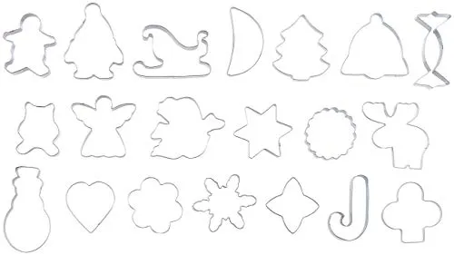 Rosenstein & Söhne Ausstecher: 20-tlg. Ausstechformen-Set aus Edelstahl für Plätzchen, Kekse, Deko (Plätzchenausstecher, Plätzchen Ausstecher Set, Backpapier)