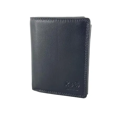 L&B Collection Echt Leder Herren Geldbörse »2340« Hochformat klein I mit RFID Schutz I Portemonnaie mit Münzfach I 5 Kartenfächer I Geldbeutel für Männer I Brieftasche Wallet Portmonee (Schwarz)