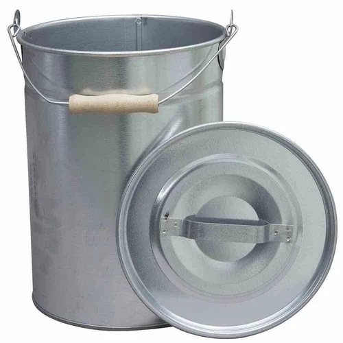 Ascheeimer verzinkt 16l mit Deckel – silber in silber von H. Gautzsch