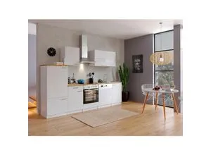 Respekta Küchenzeile KB280WWC 280 cm Weiß mit Glaskeramik