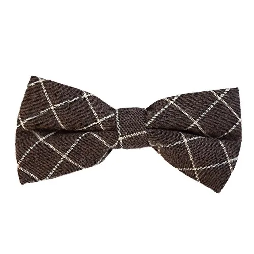 DonDon karierte Herren Fliege 12 x 6 cm aus Baumwolle gebunden und größenverstellbar braun-weiß kariert