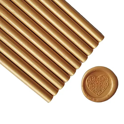 Stück Siegelwachsstäbe für Wachssiegel Stempel, AMTOL Siegellack Wachs Sticks für Klebe Pistole,ideal für Hochzeits Einladungen, Geschenk Verpackung,Karten Umschläge (Gold) 10