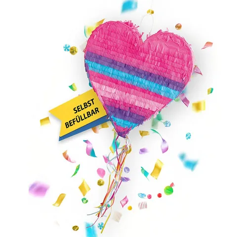 Party Factory Pinata Pinata Rosa-blaue Herz, mit Ziehbändern