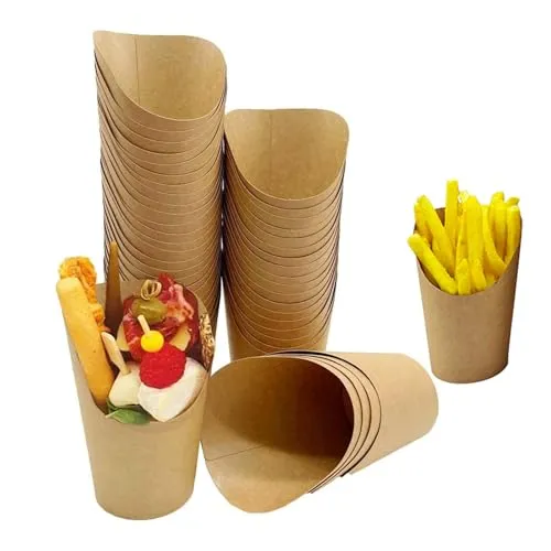 JCAKES 50 Stück Kraftpapier Becher, 12oz Bubble Waffeleisen Tüten, Pommestüte, Snacktüten,Pommes schalen,Candybar becher,Geeignet für Waffeln, Pommes Frites, Popcorn, Eiscreme,Brathähnchen
