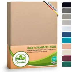 leevitex® Spannbettlaken Luxus Elasthan Jersey in oliv von Leevitex