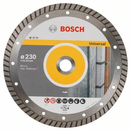 Bosch Diamanttrennscheibe Standard for Universal Turbo 230x22,23x2,5x10 mm - zuverlässiges Schneiden von Beton und Mauerwerk, für saubere und rissfreie Schnittflächen